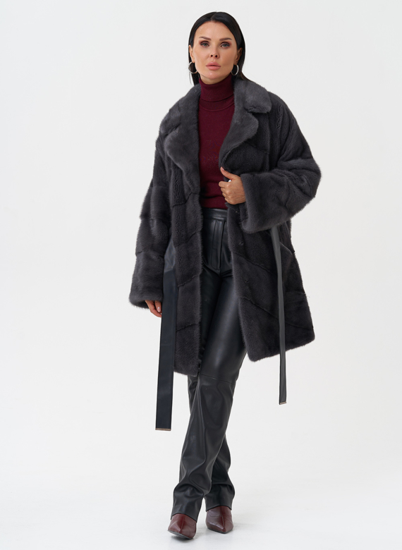 Норковая шуба с английским воротником