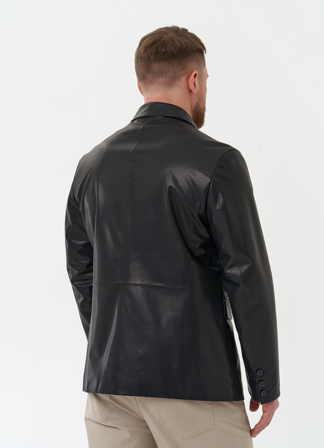 фото Мужской пиджак из натуральной кожи модель № 30072