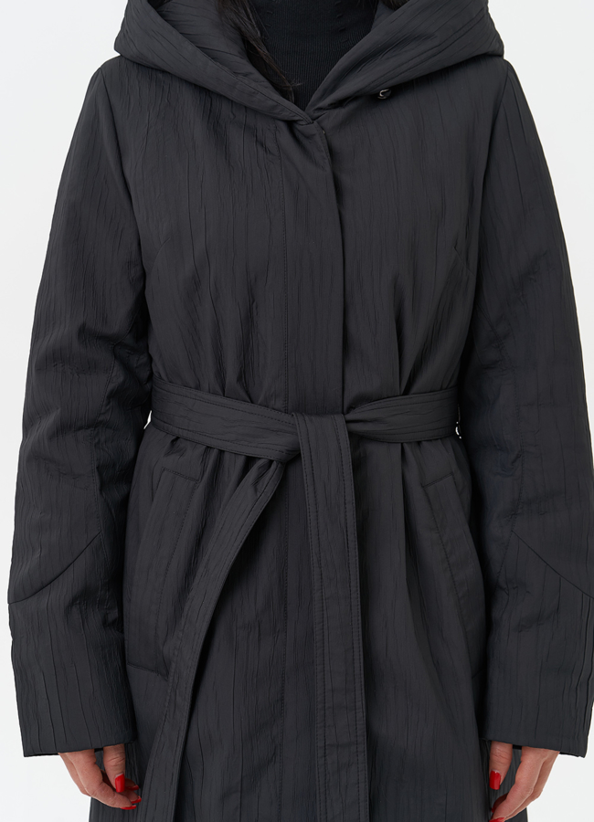 Пальто женское утепленное с эффектом жатой ткани модель № 30028 универмаг малина