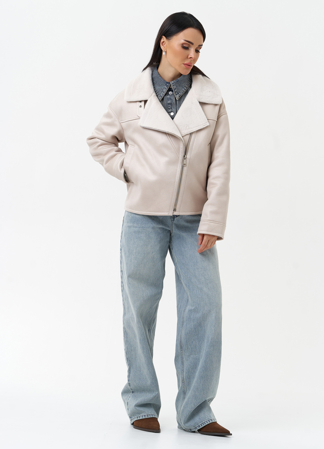 Короткая дубленка из эко замши модель № 30206 в кредит