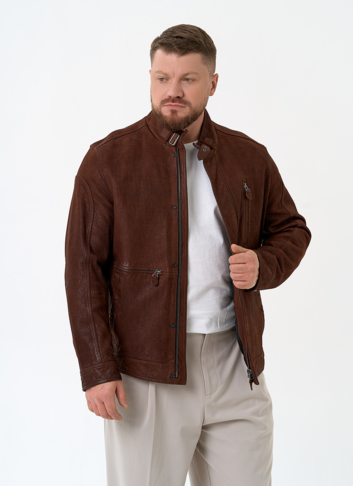 Мужская куртка из натуральной кожи коричневого цвета