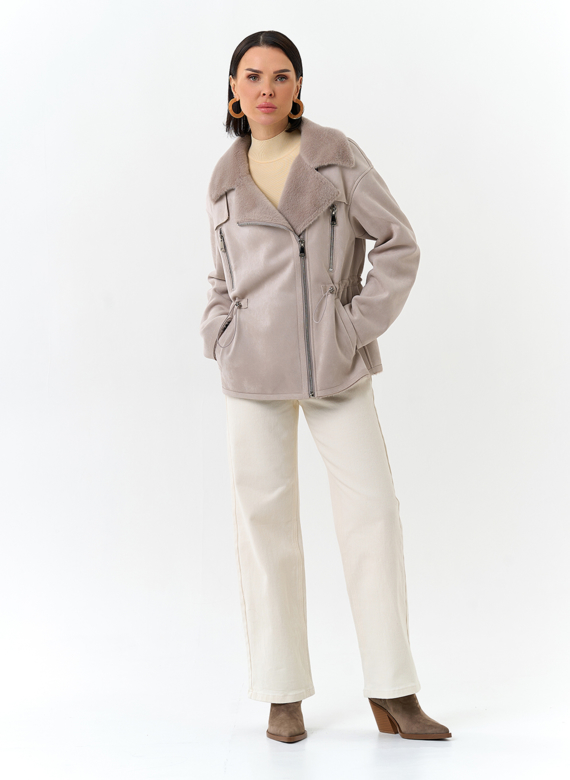 Женская дубленка из эко замши