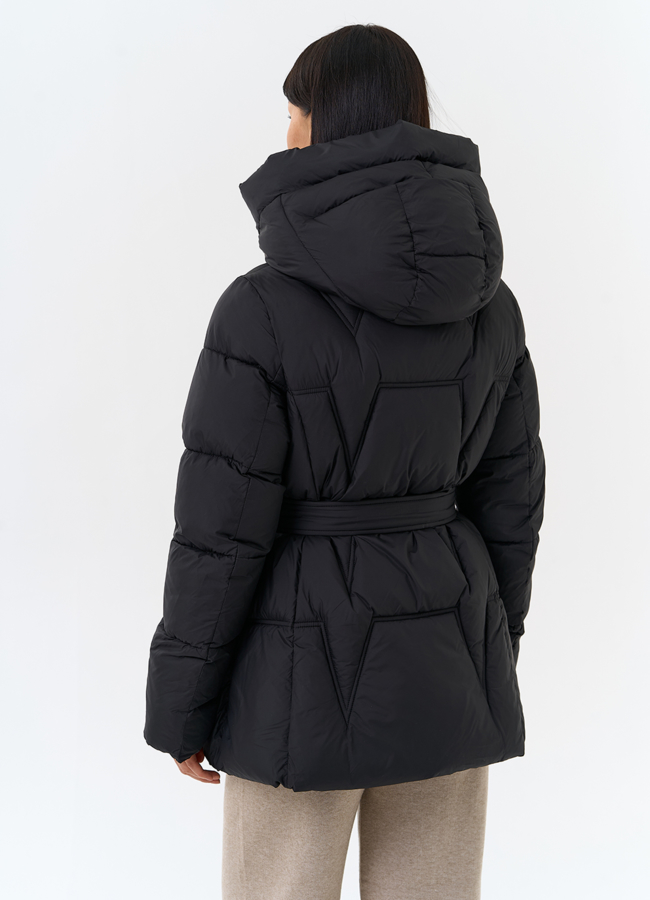 фото Женский пуховик с поясом модель № 31999