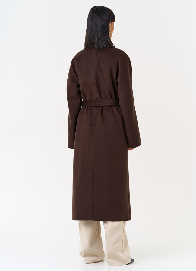 фото Женское двубортное пальто с поясом модель № 31555