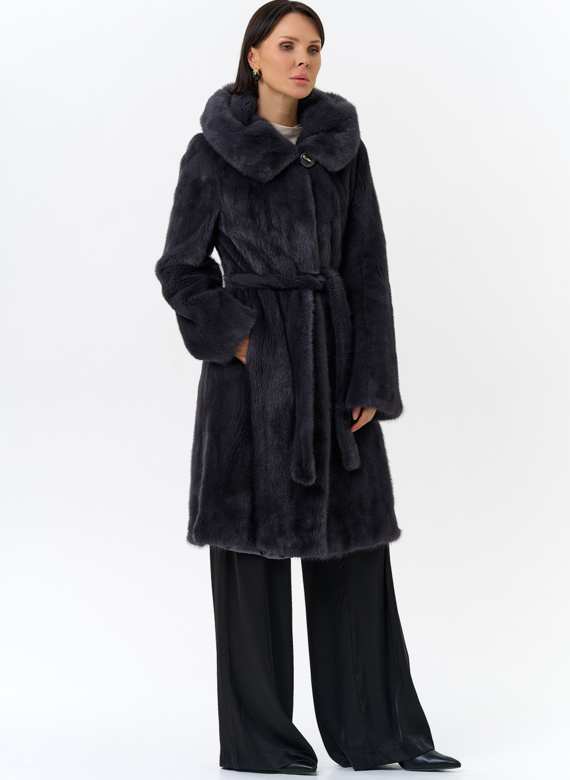 Норковая шуба с поясом