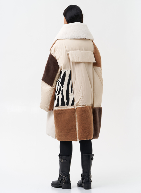 Комбинированный женский пуховик 