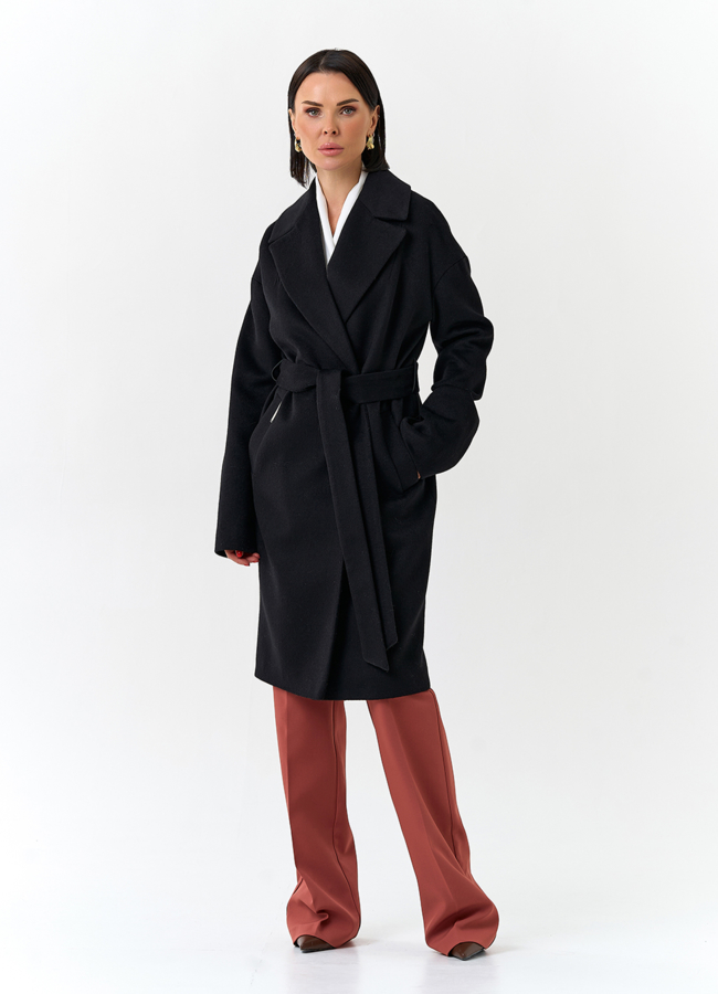 Женское пальто черного цвета модель № 32541 универмаг малина