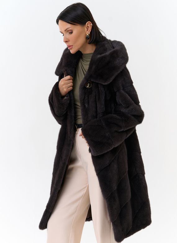 Норковая шуба с капюшоном