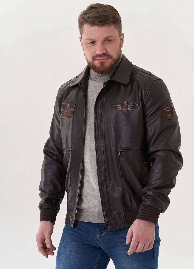 Мужская куртка из эко кожи модель № 26786 в рассрочку