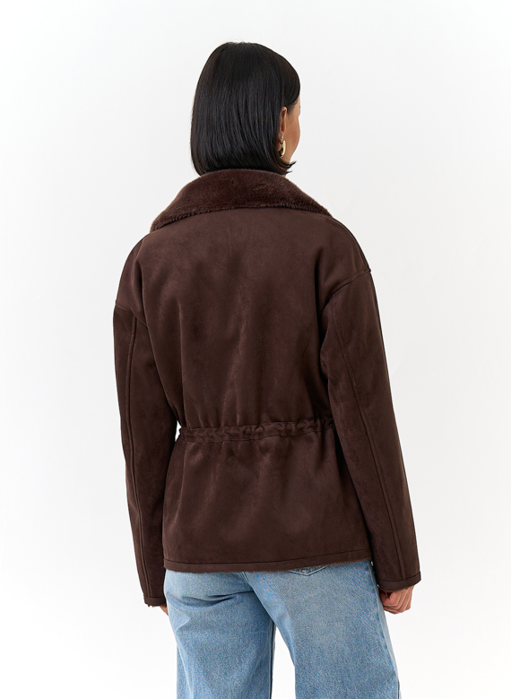 Женская дубленка из эко замши