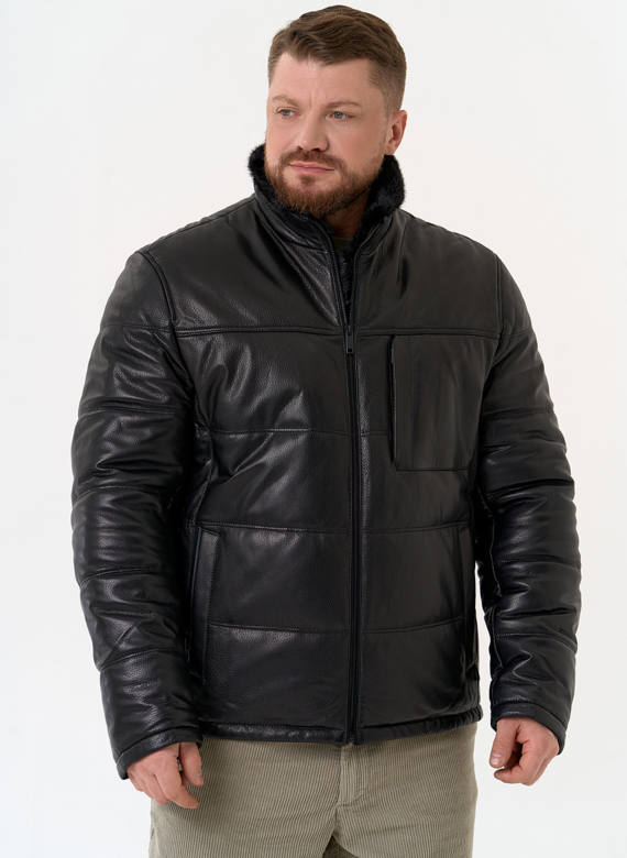 Куртка из натуральной кожи черного цвета