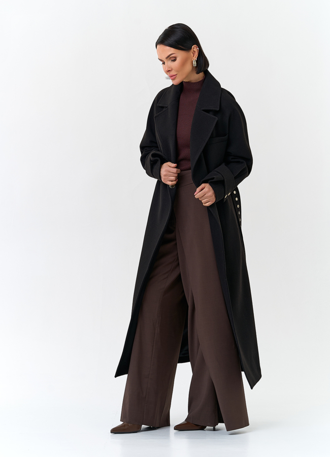 Женское пальто с акцентным поясом модель № 32808 универмаг малина