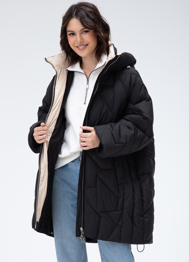 Женский пуховик с капюшоном  модель № 28418 в рассрочку