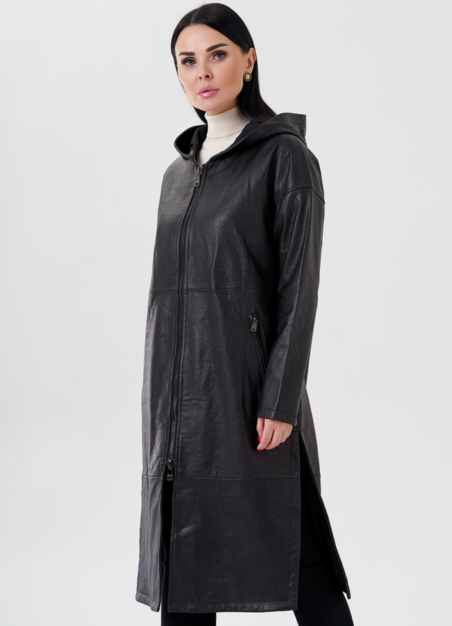 Плащ модель № K-399 меха малина