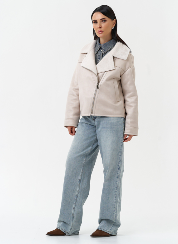 Короткая дубленка из эко замши