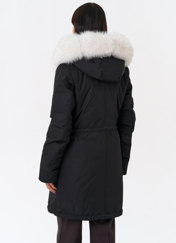 Женская парка с капюшоном из меха песца