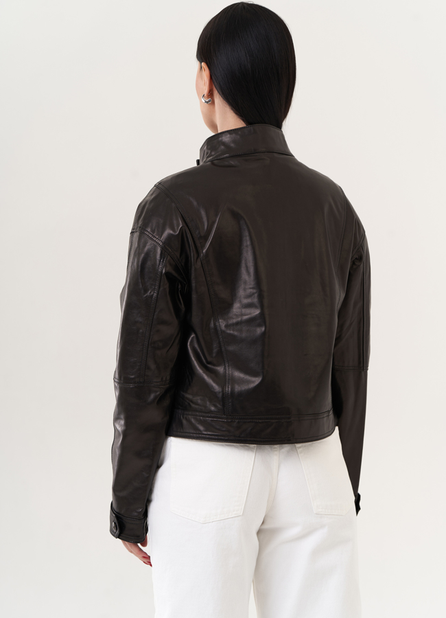 Куртка из натуральной кожи черного цвета модель № 26888 универмаг малина