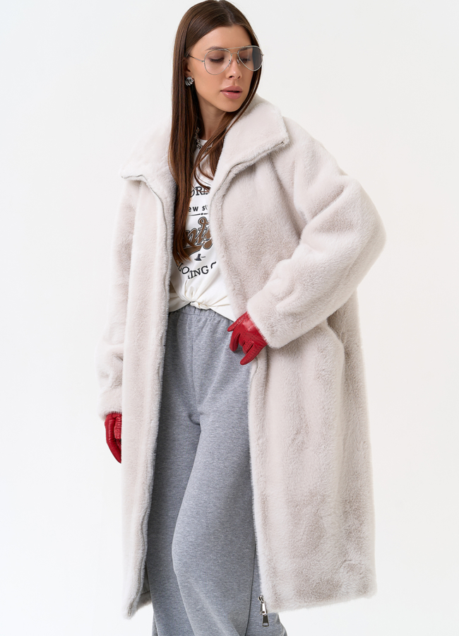 Женская шуба из эко меха с воротником стойкой модель № 31271 универмаг малина