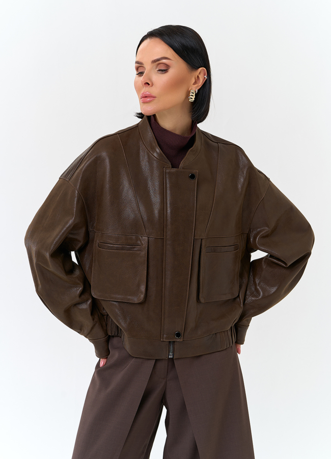 Женская куртка бомбер из натуральной кожи модель № 32749 универмаг малина