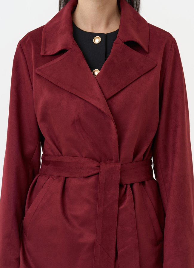 Женская куртка из эко замши бордового цвета модель № 30056 универмаг малина