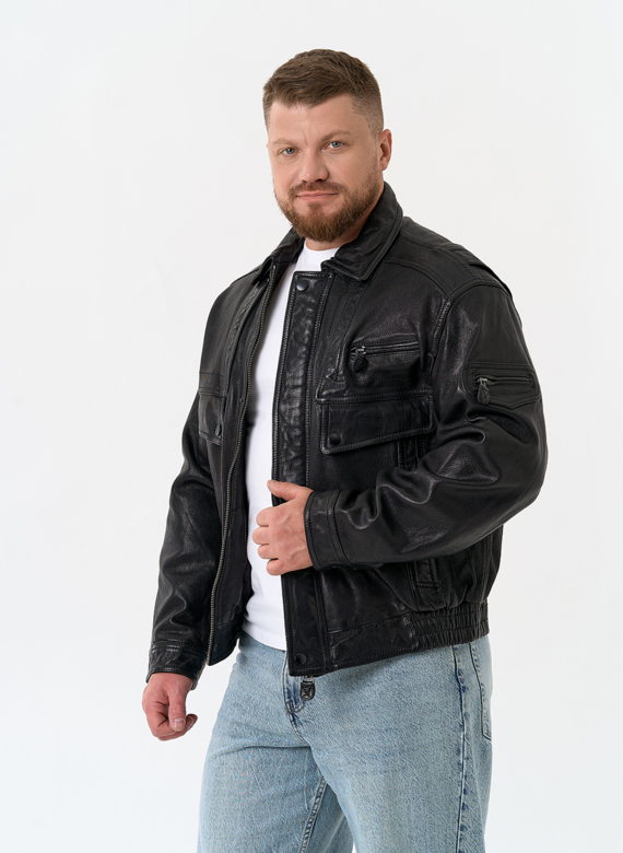 Мужская куртка бомбер из натуральной кожи