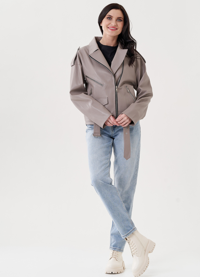 Женская куртка косуха из эко кожи  модель № 24443 в рассрочку