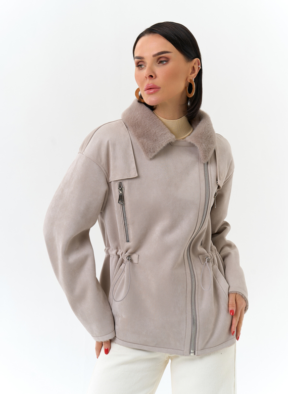 Женская дубленка из эко замши