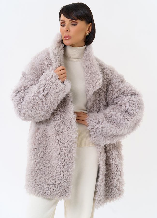 Женская двухсторонняя дубленка с воротником стойкой модель № 31849 универмаг малина