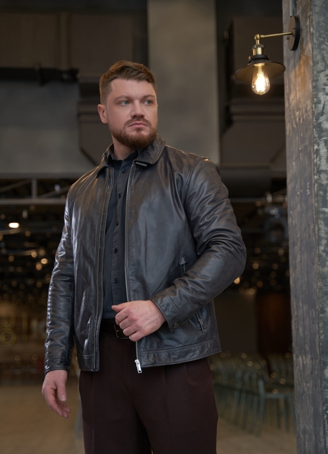 фото Мужская куртка из натуральной кожи  модель № 30070