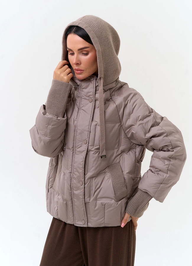 Женская куртка с трикотажным капюшоном модель № 33827 в кредит