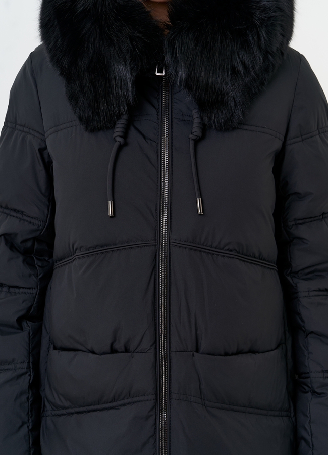 Женский пуховик с капюшоном из меха песца модель № 31697 универмаг малина