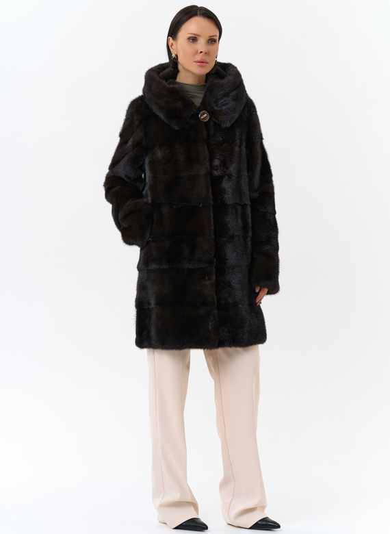 Норковая шуба с капюшоном