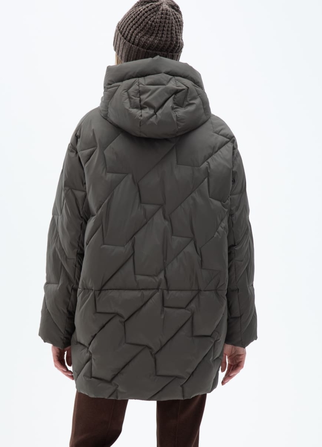фото Женский удлиненный пуховик  капюшоном модель № 31150
